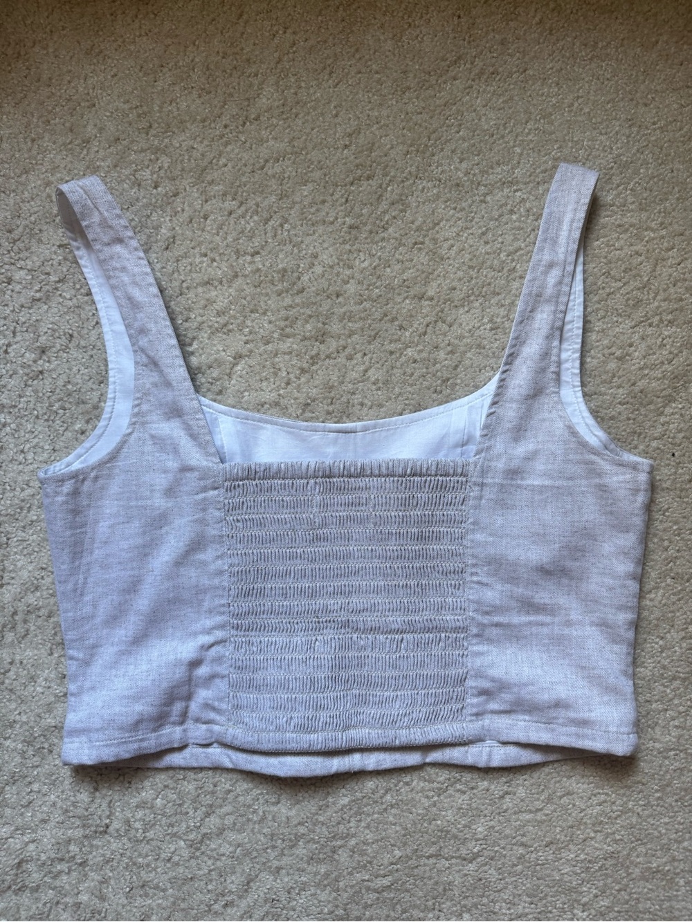 Banana Republic Beige Linen-Blend Square Neck Crop Bustier Tank Top - 6 - Picture 3 of 4
